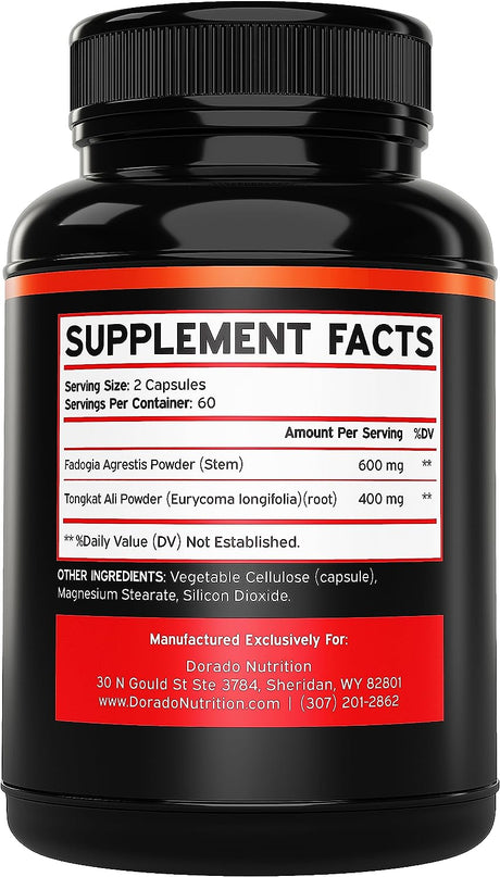 Fadogia Agrestis and Tongkat Ali Supplement Performance Blend - (120 Capsules) - [Maximum Strength] - Strength, Drive, Athletic Performance & Muscle Mass - Gluten Free, Non-Gmo, Vegan Capsules