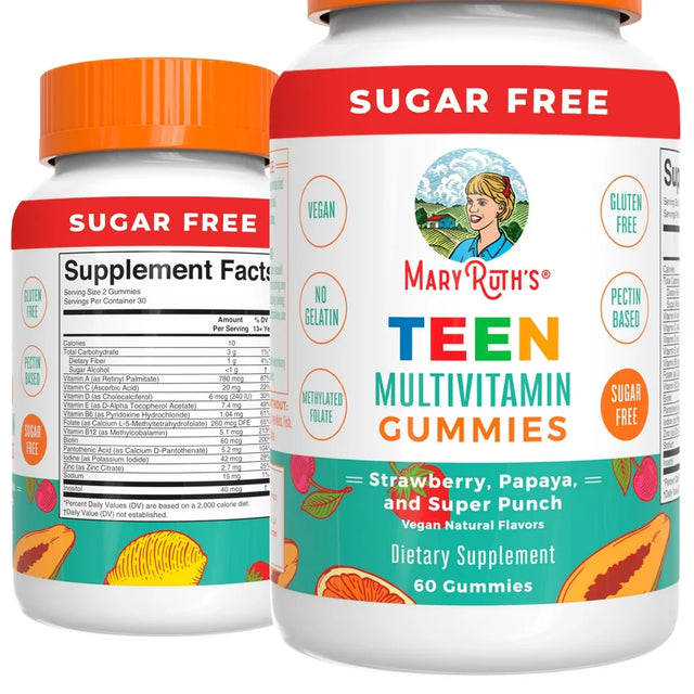 Maryruth Organics | Teen Multivitamin Gummies for Ages 13+ | Vitamins C, D, E, Zinc, and B Vitamins | Immune Support, Energy Boost, Skin & Hair Health | 60 Count