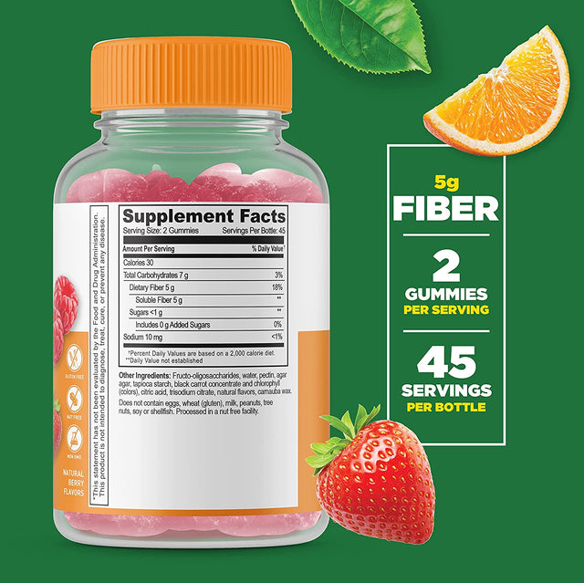 Lifeable Prebiotic Fiber Supplement Gummies 5G - Great Tasting Natural Flavored Gummy - Gluten Free, Vegetarian, Gmo-Free Chewable - 90 Gummies - 45 Doses