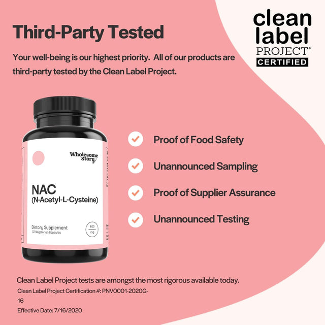 NAC Supplement N-Acetyl Cysteine 600 Mg | N-Acetylcysteine 600Mg | NAC 600 Mg | Amino Acid, Increases Glutathione, Antioxidant | Support for Liver, Lung, Fertility | 120 N-Acetyl-L-Cysteine Capsules