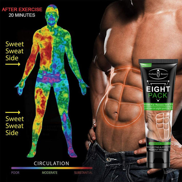 AICHUN BEAUTY Eight Pack for Men Strong Waist Manly Torso Smooth Lines Press Fitness Belly Burning Muscle Fat Remove Renews Skin Weight Loss Slimming Cream 80G