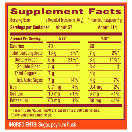 Metamucil Fiber Supplement, Psyllium Husk Powder for Digestive Health, Unflavored 114 Servings