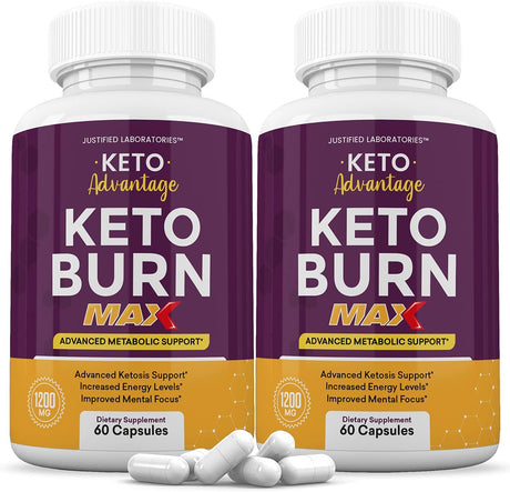 (2 Pack) Keto Advantage Keto Burn Max 1200MG Keto Pills Includes Apple Cider Vinegar Gobhb Exogenous Ketones Advanced Ketogenic Supplement Ketosis Support for Men Women 120 Capsules