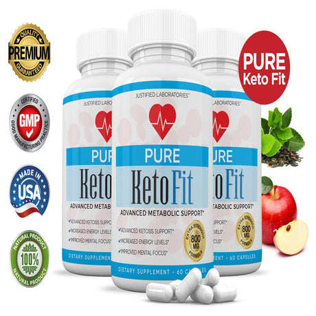 (3 Pack) Pure Keto Fit Pills Ketogenic Supplement Includes Gobhb Apple Cider Vinegar Macadamia Nut Oil and Green Tea 180 Capsules