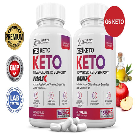 (2 Pack) G6 Keto ACV MAX Pills 1675Mg Alternative to Gummies Dietary Supplement 120 Capsules