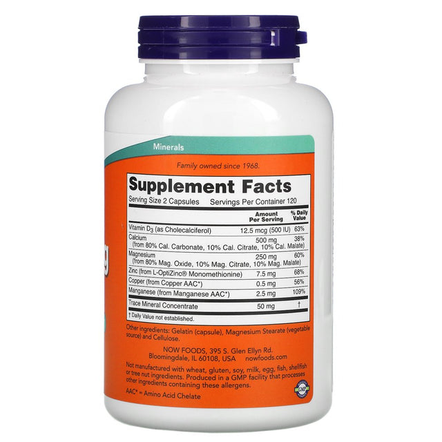 NOW Foods Cal-Mag Caps with Trace Minerals and Vitamin D, 240 Capsules