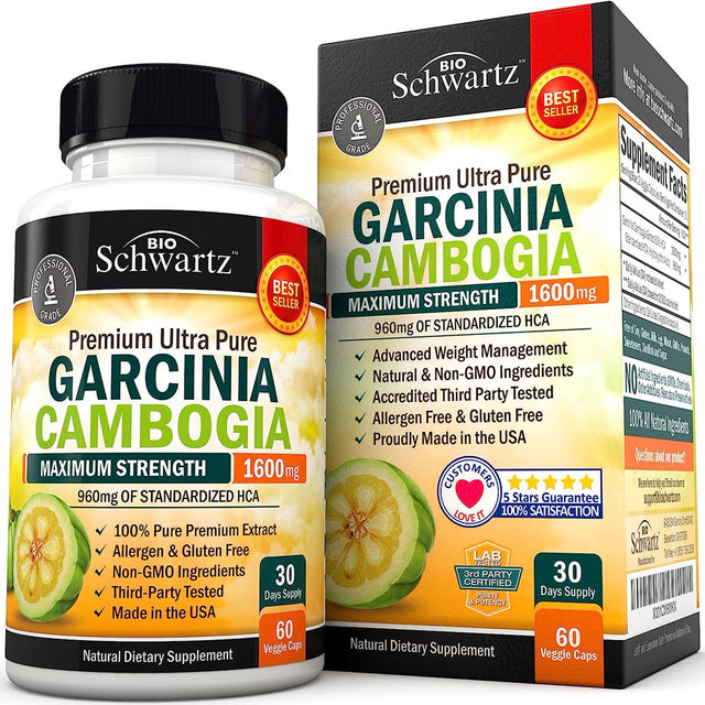 Bioschwartz Garcinia Cambogia Capsules 1600Mg | Weight Loss Support Pills | 60 Count