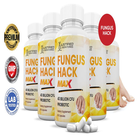 (5 Pack) Fungus Hack Max 40 Billion CFU Probiotic Nail Support 300 Capsules