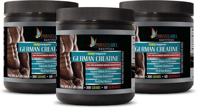 Increase Muscle Mass for Men - German CREATINE Powder CREAPURE - PRE & Post Workout - Creatine Monohydrate Pre Workout - 3 Cans 900 Grams (180 Servings)