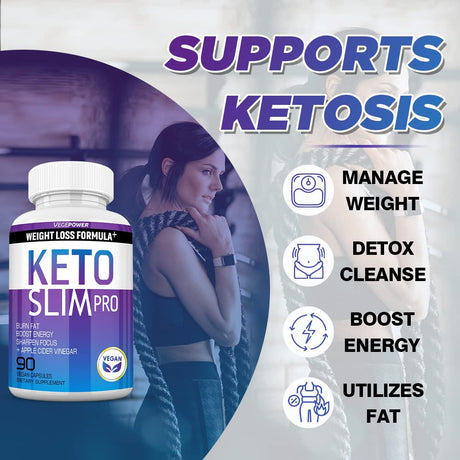 Keto Pills Weight-Loss Fat Burners - VEGEPOWER Ketogenic Diet BHB Ketosis Support Exogenous Ketones Advanced Supplement Detox Cleanse with ACV for Men Women 90 Capsules