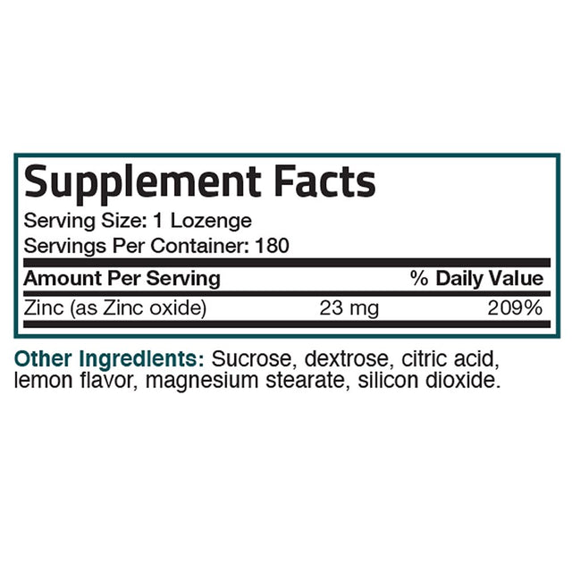 Bronson Zinc Lozenges Antioxidant & Immune Support - Lemon Flavored, 180 Lozenges