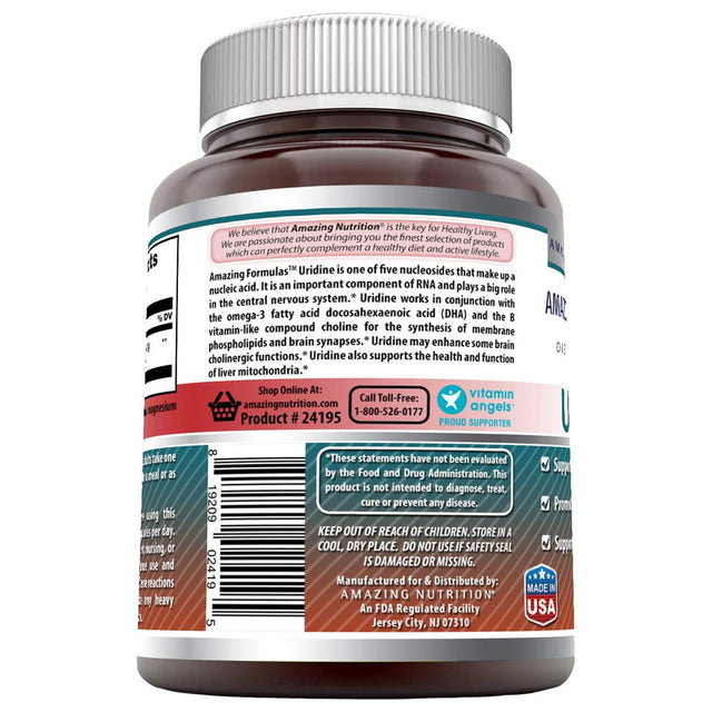 Amazing Formulas Uridine Dietary Supplement 300 Milligrams 50 Capsules (Non-Gmo, Gluten Free) - Supports Cognitive Functions - Encourages Synthesis of RNA (1) Promotes Liver Health