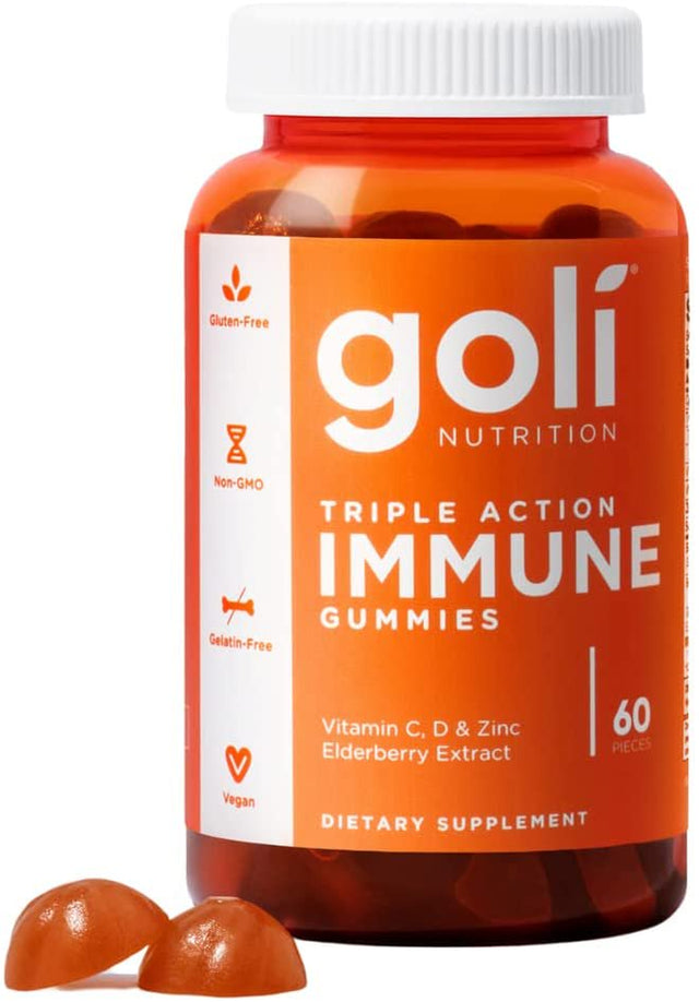 Goli Nutrition Triple Action Immune Gummies for Immune Support, 60 Count, Unisex