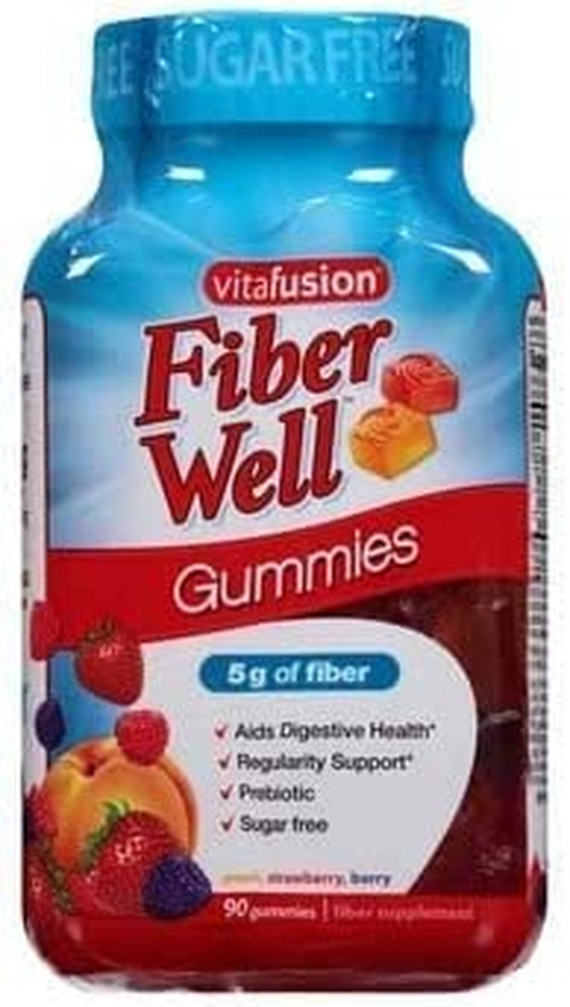 Vitafusion, Fiber Well Gummies, Fiber Supplement, Assorted Flavors - 90 Gummies, Pack of 5