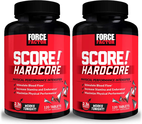 Force Factor SCORE!, 2-Pack, Hardcore Nitric Oxide Booster Supplement for Men with L-Citrulline, Yohimbe, Black Maca & B Vitamins to Increase Stamina, Maximize Physical Performance, 240 Tablets