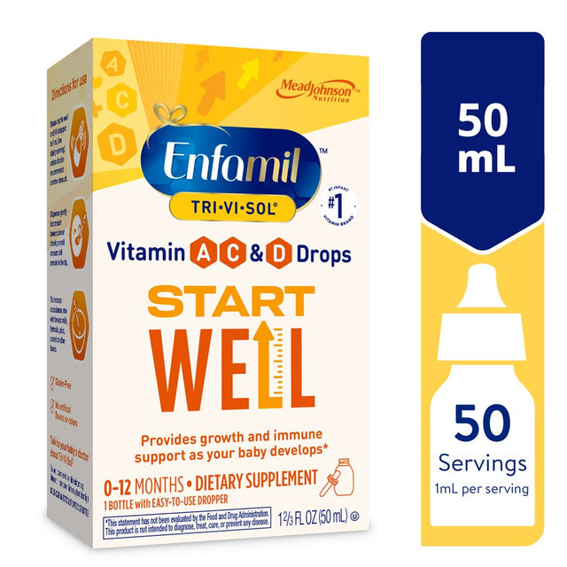 Enfamil Tri-Vi-Sol Vitamin A, C & D Multi-Vitamin Drops for Infants, Supports Growth & Immune Health, 50 Ml Dropper Bottle