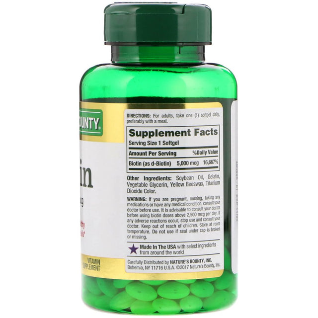 Natures Bounty Super Potency Biotin 5000 Mcg 150 Each