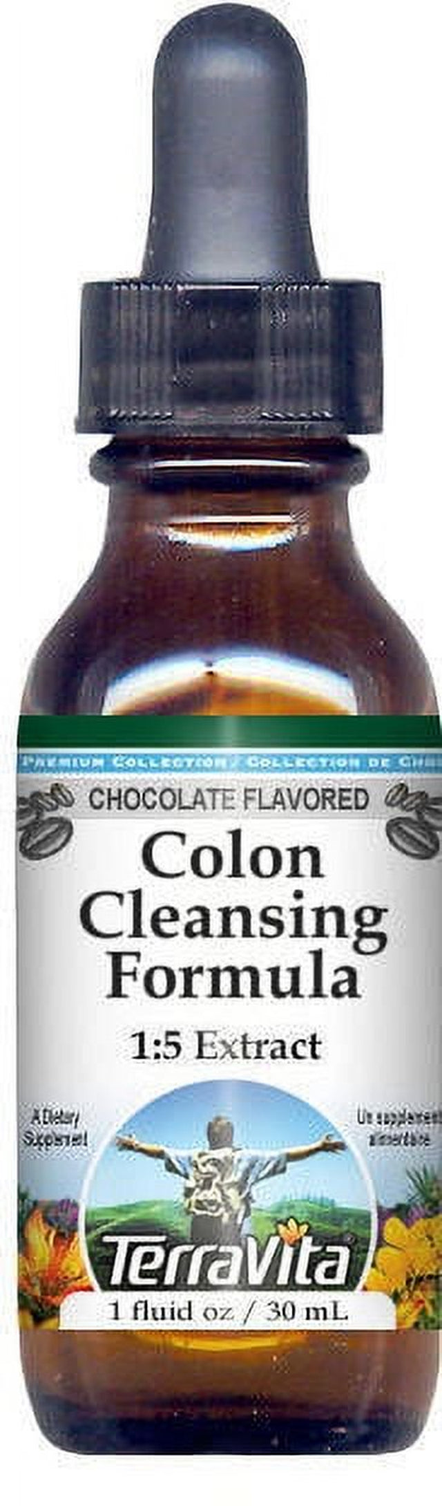 Terravita Colon Cleansing Formula Glycerite Liquid Extract (1:5) - Chocolate Flavored, (Chocolate, 1 Oz, 1-Pack, Zin: 523764)