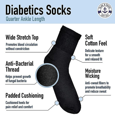 Yacht & Smith 12 Pack of King Size Diabetic Nephropathy and Edema Crew or Ankle Socks for Men Ring Spun Cotton Size 10-13