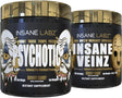 Insane Labz Psychotic Gold and Insane Veinz Gold Pre Workout Nitric Oxide Booster Stack, Increase Muscle Mass, Vascularity, Strength, Energy, Focus, Gummy Candy