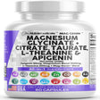 Magnesium Glycinate Complex 1000Mg with L-Theanine 200Mg Apigenin 50Mg Citrate Taurate Supplement - 5-HTP GABA Passion Flower Lemon Balm L-Glycine Phosphatidylserine Ashwagandha - USA Made Clean Nutra