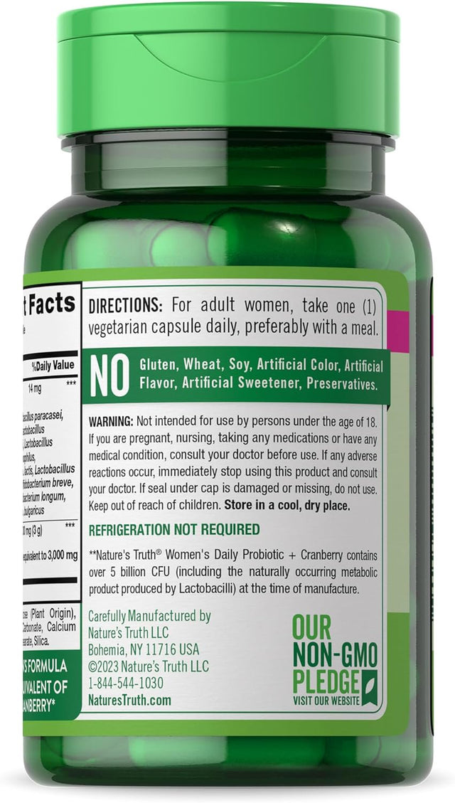 Probiotics for Women | 5 Billion Active Cultures | 40 Vegetarian Capsules | with Cranberry | Non-Gmo, Gluten Free | by Natures Truth