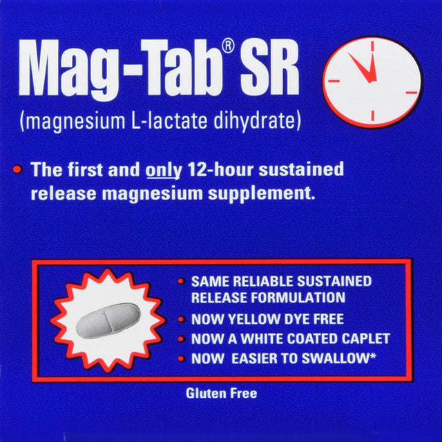 4 Pack Mag Tab SR Magnesium Lactate Dihydrate Supplement 100 Caplets