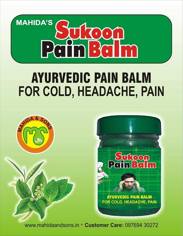 MAHIDA SUKOON Pain Hara/Green Balm for Cold,Headache,Pain,Can BE Apply on Ribs,Back,Forehead & Joints.(100 Grams).