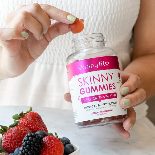 Skinnyfit Skinny Gummies Apple Cider Vinegar Gummies W/ the Mother, Healthy Weight, Immune Support, Vitamin B9, B12, Beetroot, Pomegranate, Vegan-Friendly, 60 Count