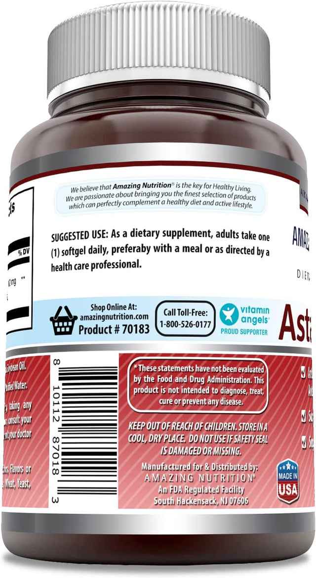 Amazing Formulas Astaxanthin Dietary Supplement 12Mg 30 Softgels (Non-Gmo, Gluten Free)