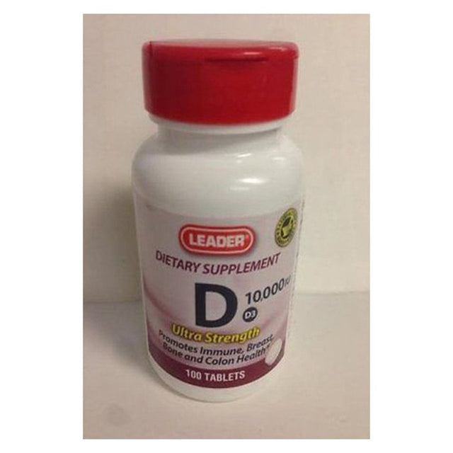 Leader Vitamin D3 10000 Super Strength Support Healthy Bone & Immune, 100Ct