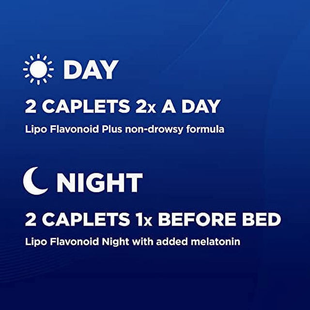 Lipo-Flavonoid Day & Night Combo Kit, Tinnitus Relief for Ringing Ears, Lipo-Flavonoid plus & Lipo-Flavonoid Night with Melatonin & Vitamin C, 90 Caplets