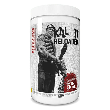 5% Nutrition Rich Piana Kill It Reloaded High Stim Pre-Workout | Ultra Energy, Focus, Pumps, Power & Endurance | Citrulline, Glycersize, Nitrosigine, Creatine, Choline, Huperzine a (Beach Blast)