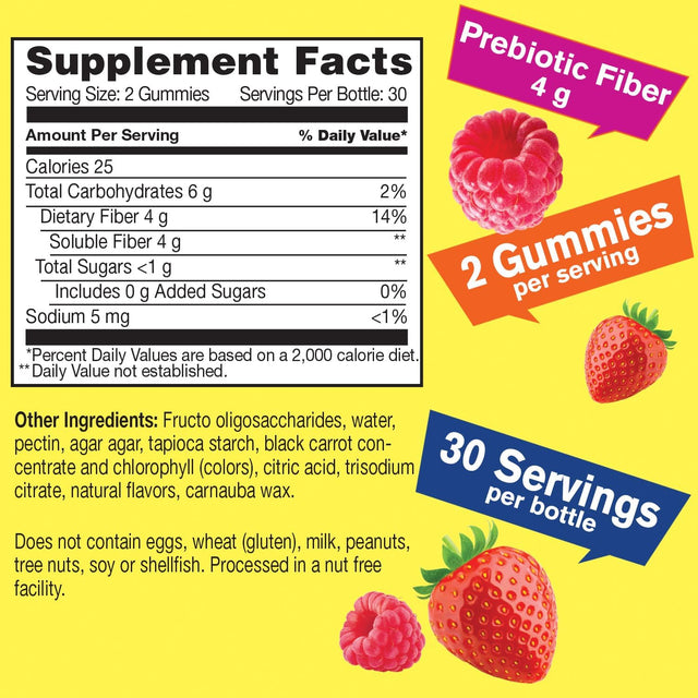 Prebiotic Fiber Gummies - Digestive System Support, Doctor Recommended, Can Help for Constipation - Vegan Friendly and Gluten-Free, GMO Free - Yummy Natural Berry Flavors - 60 Gummies