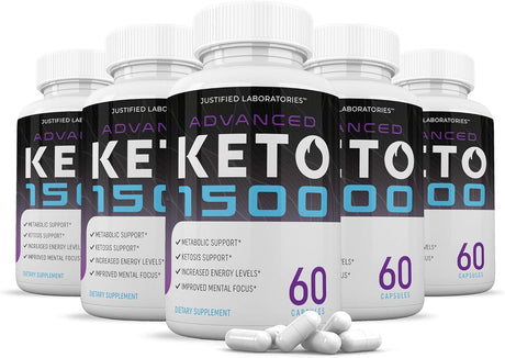 (5 Pack) Advanced Keto 1500 Pills Includes Apple Cider Vinegar Gobhb Exogenous Ketones Advanced Ketogenic Supplement Ketosis Support for Men Women 300 Capsule