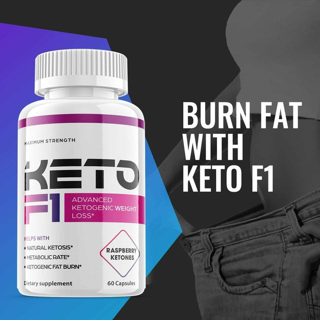 (1 Pack) Keto F1 - Supplement for Weight Loss - Energy & Focus Boosting Dietary Supplements for Weight Management & Metabolism - Advanced Fat Burn Raspberry Ketones Pills - 60 Capsules