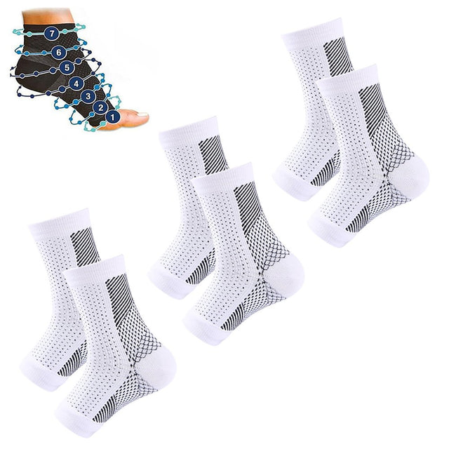 Weloille 3 Pairs Ankle Compression Sleeves for Plantar Fasciitis - Ankle Foot Brace for Injury Recovery, Open Toe Neuropathy Socks, Toeless Ankle Compression Socks for Women & Men