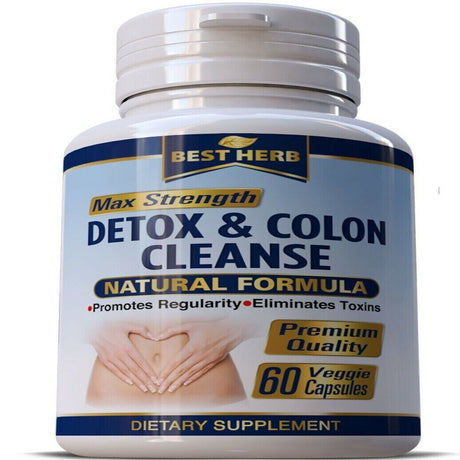 Colon Detox Cleanse Pills Lose Weight Loss Diet Slimming Fiber Organic Herbs 60 Capsules