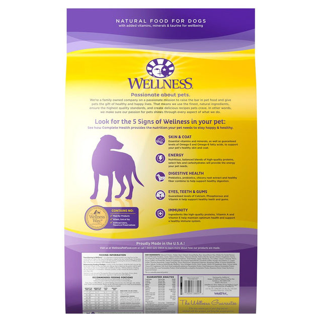 Wellness Complete Health Natural Dry Dog Food, Chicken & Oatmeal, 15-Pound Bag