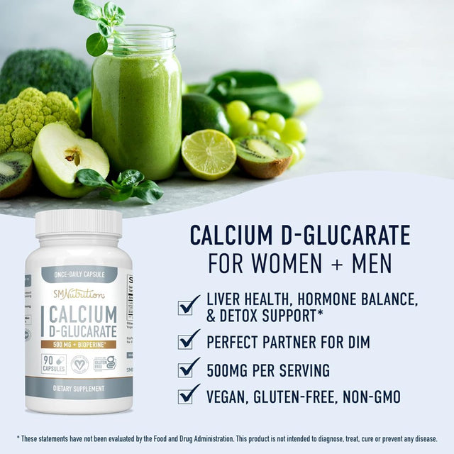 SM Nutrition Calcium D-Glucarate | CDG for Liver Detox & Cleanse, Menopause Support | 90 Ct