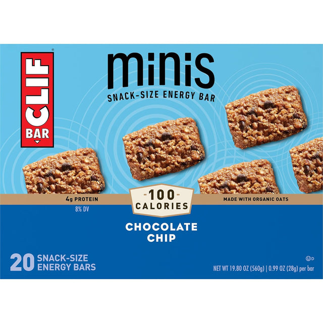 CLIF BAR Minis - Chocolate Chip - Made with Organic Oats - 4G Protein - Non-Gmo - Plant Based - Snack-Size Energy Bars - 0.99 Oz. (20 Pack)