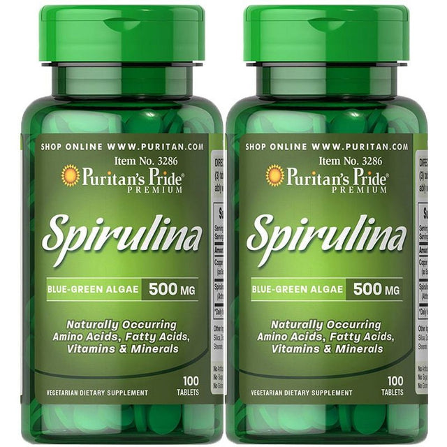 Puritan'S Pride Spirulina 500 Mg 100 Tablets (2 PACK)