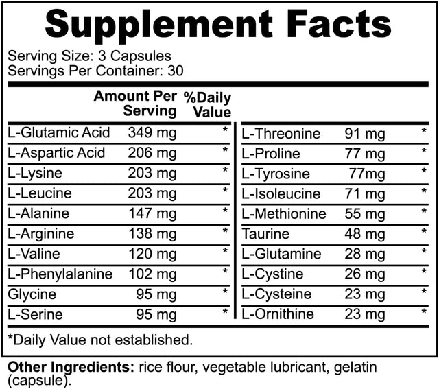 Spartan BCAA - Blend for Optimal Muscle Recovery and Growth Non-Gmo Ideal Ratio of Branched Chain Amino Acid Nutrition 90 Caps