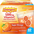 Emergen-C 1000Mg Vitamin C Powder for Daily Immune Support Caffeine Free Vitamin C Supplements with Zinc and Manganese, B Vitamins and Electrolytes, Super Orange Flavor - 60 Count/2 Month Supply