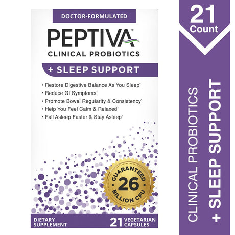 Peptiva Probiotics + Sleep Support, 26 Billion Cfus, Multi-Strain Probiotics, 21 Count