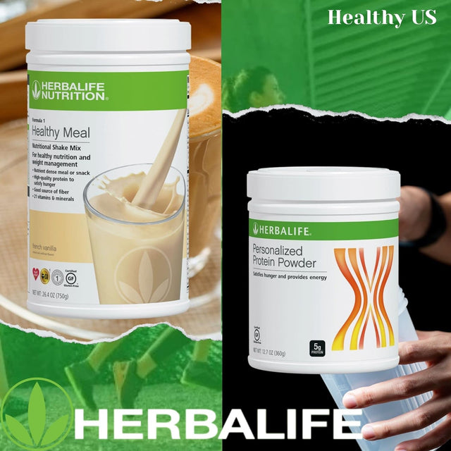 HERBALIFE (DUO) FORMULA 1 Healthy Meal Nutritional Shake Mix (French Vanilla) with PERSONALIZED PROTEIN POWDER