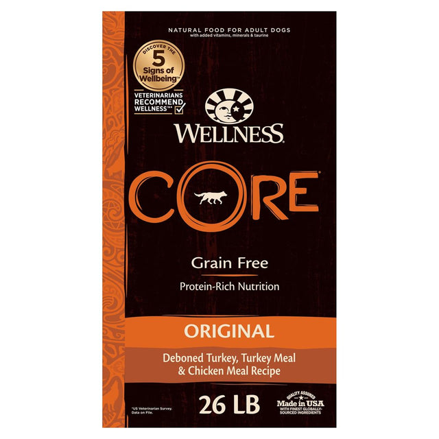 Wellness CORE Natural Grain Free Dry Dog Food, Original Turkey & Chicken, 26-Pound Bag