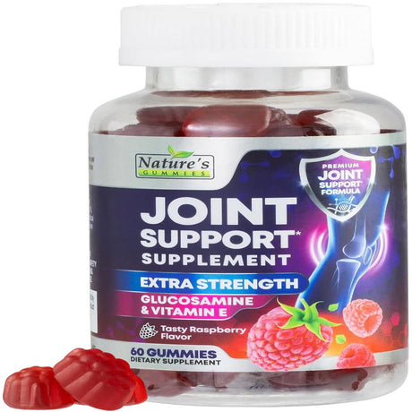 Joint Support Supplement - Extra Strength Glucosamine Joint Support Gummy - Joint Health Support & Flexibility for Back, Knees, & Hands - Vitamin E for Immune Support for Women & Men - 60 Gummies