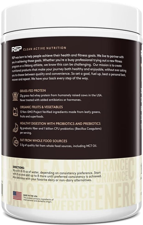 RSP Truefit - Whey Protein Powder Meal Replacement Shake, Grass Fed Whey + Organic Fruits & Veggies, Fiber & Probiotics, Non-Gmo, Gluten Free, Keto