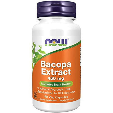 NOW Supplements, Bacopa Extract (Bacopa Monnieri) 450 Mg, Promotes Brain Health*, 90 Veg Capsules